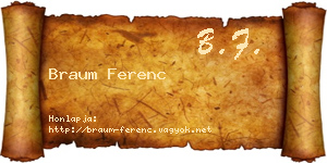 Braum Ferenc névjegykártya